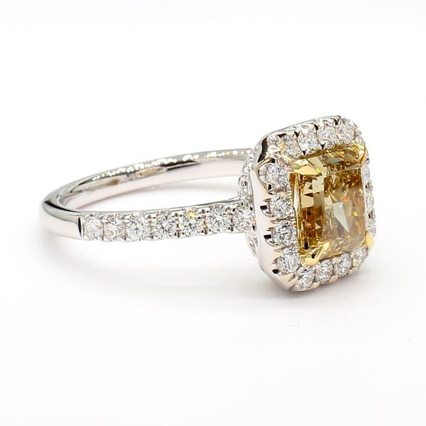 2.04ct Fancy Yellow Diamond Radiant Cut Cocktail Ring in 18K Solid Gold | Riyanika