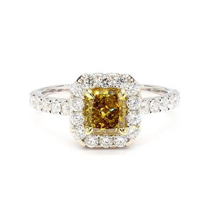 18K Solid Gold 1.66 Carat Radiant Green Lab Grown Diamond Cocktail Ring | Riyanika Jewels