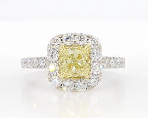 1.94ct Fancy Yellow Diamond Cushion Cut Cocktail Ring in 18K Solid Gold | Riyanika