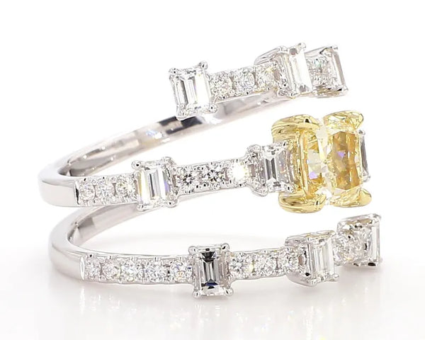 18K Solid Gold 2.28 Carat Cushion Yellow Lab Grown Diamond Cocktail Ring - Side View | Riyanika Jewels