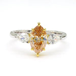 18K Solid Gold 1.70 Carat Marquise Yellow Lab Grown Diamond Cocktail Ring - Detail | Riyanika Jewels