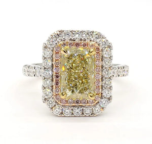 18K Solid Gold IGI Certified Lab Grown Yellow Radiant Diamond 3.16 Carat CTW Cocktail Ring | Riyanika Jewels
