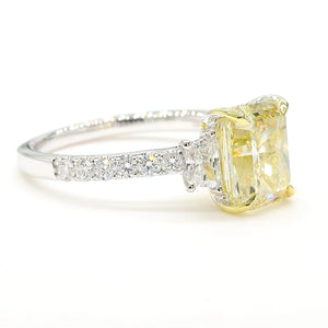 18K Solid Gold IGI Certified Lab Grown Yellow Radiant Diamond 3.30 Carat CTW Cocktail Ring | Riyanika Jewels