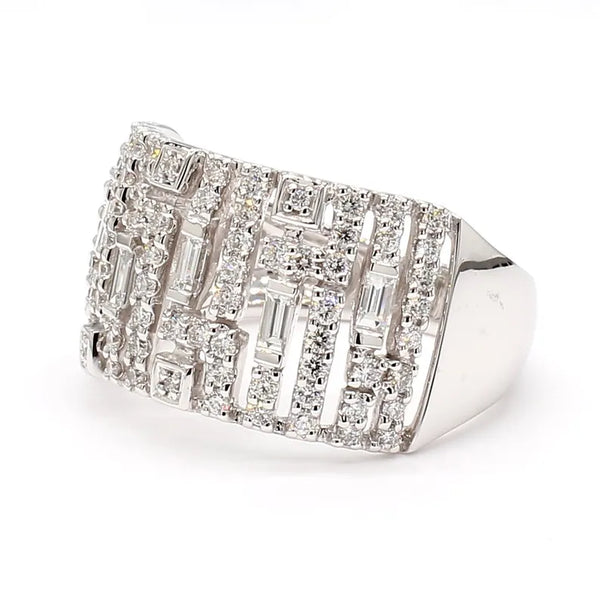 18K Solid Gold Baguette Lab Grown Diamond 0.68 Carat Cocktail Ring - Side View | Riyanika Jewels