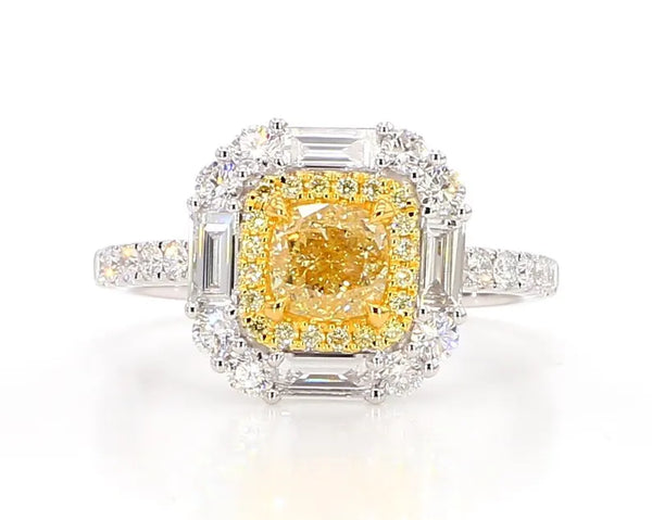 18K Solid Gold Cushion Lab Grown Diamond 1.84 Carat Cocktail Ring | Riyanika Jewels