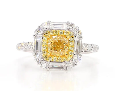 18K Solid Gold Cushion Lab Grown Diamond 1.84 Carat Cocktail Ring | Riyanika Jewels