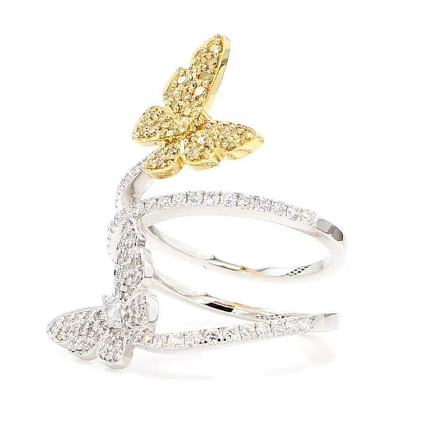 18K Solid Gold Round Lab Grown Yellow Diamond 0.96 Carat Cocktail Ring - Side View | Riyanika Jewels