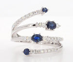 18K Solid Gold Blue Oval Sapphire & Lab Grown Diamond 0.90 Carat Cocktail Ring | Riyanika Jewels