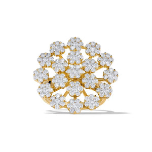 18K Solid Gold Round Lab Grown White Diamond 2.75 Carat Cocktail Ring | Riyanika Jewels