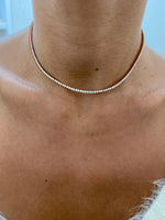 18K Solid Gold Lab Diamond Tennis Necklace - Alternate Angle | Riyanika Jewels