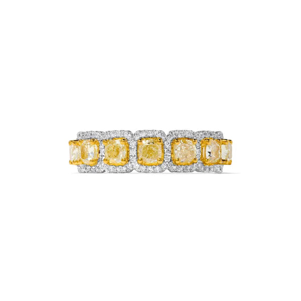 18K Solid Gold Cushion Lab Grown Yellow Diamond 1.80 Carat Cocktail Ring | Riyanika Jewels