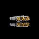 18K Solid Gold Cushion Lab Grown Yellow Diamond 1.80 Carat Cocktail Ring - Close Up | Riyanika Jewels