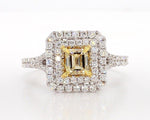 18K Solid Gold Emerald Lab Grown Yellow Diamond 1.24 Carat Cocktail Ring | Riyanika Jewels
