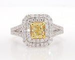 18K Solid Gold Radiant Lab Grown Yellow Diamond 1.50 Carat Cocktail Ring - Side View | Riyanika Jewels