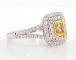 18K Solid Gold Radiant Lab Grown Yellow Diamond 1.50 Carat Cocktail Ring - Detail | Riyanika Jewels