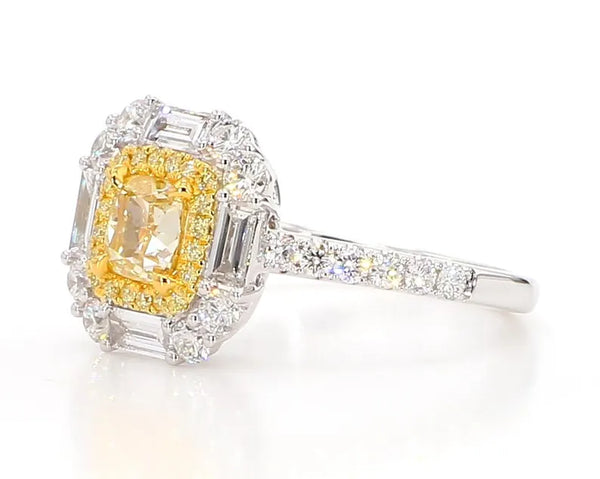 18K Solid Gold Cushion Lab Grown Diamond 1.84 Carat Cocktail Ring - Side View | Riyanika Jewels
