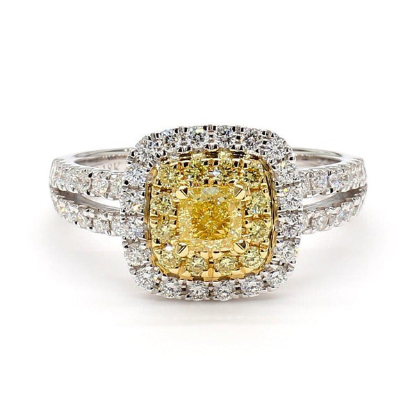 14K 1.17ct Lab Grown Yellow Diamond Oval Cut Wedding Band