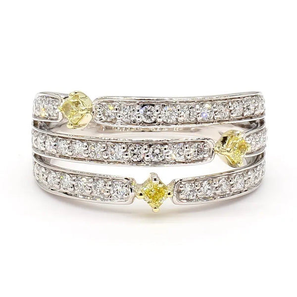 18K Solid Gold Radiant Lab Grown Yellow Diamond 0.66 Carat Cocktail Ring | Riyanika Jewels