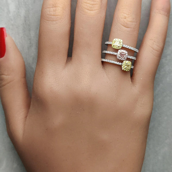 1.32ct Natural Diamond Cushion Cut Cocktail Ring in 18K Solid Gold | Riyanika