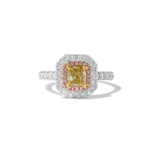 14K 1.61ct Lab Grown Yellow Diamond Radiant Cut Cocktail Ring