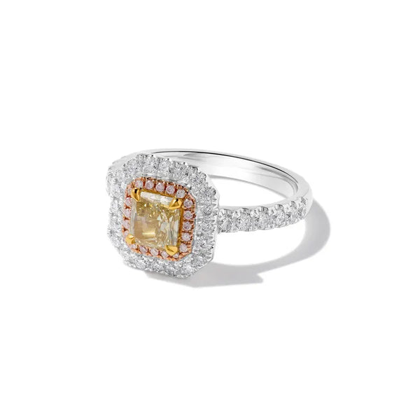 18K Solid Gold 1.61 Carat Radiant Yellow Lab Grown Diamond Cocktail Ring - Side View | Riyanika Jewels