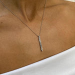 18K Solid Gold Lab Diamond Baguette Pendant Necklace - Close Up | Riyanika Jewels