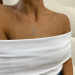 18K Solid Gold Lab Diamond Baguette Pendant Necklace - Alternate Angle | Riyanika Jewels