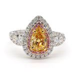 2ct Fancy Yellow Diamond Pear Cut Cocktail Ring in 18K Solid Gold | Riyanika