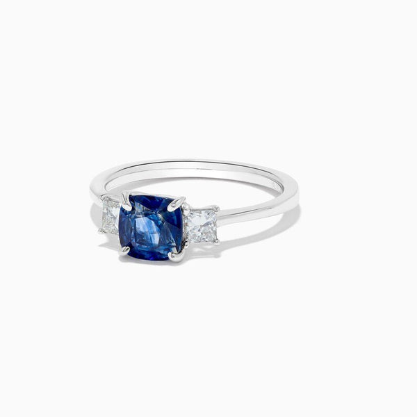 18K Solid Gold 2.07 Carat Cushion Blue Sapphire and White Lab Grown Diamond Cocktail Ring - Side View | Riyanika Jewels