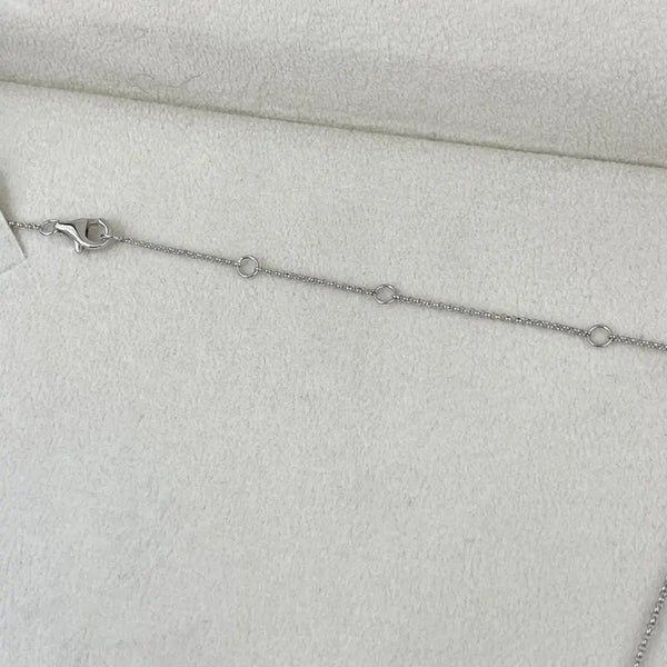 18K Solid Gold Marquise Lab Grown Diamond Prong Chain Necklace - Side View | Riyanika Jewels