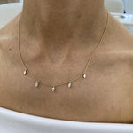 14K Natural Diamond Marquise Cut Chain Necklace