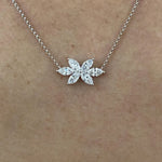 18K Solid Gold Marquise Diamond Flower Cluster Chain Necklace - Close Up | Riyanika Jewels