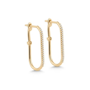 14K Solid Gold Lab Grown Diamond Lumiere Hook Hoop Earrings