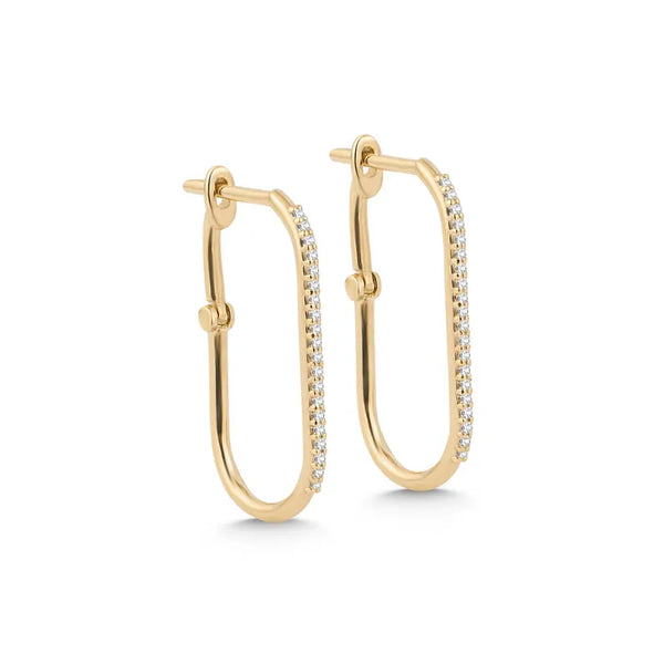 14K Solid Gold Lab Grown Diamond Lumiere Hook Hoop Earrings