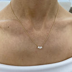 14K Solid Gold Emerald Diamond Chain Necklace