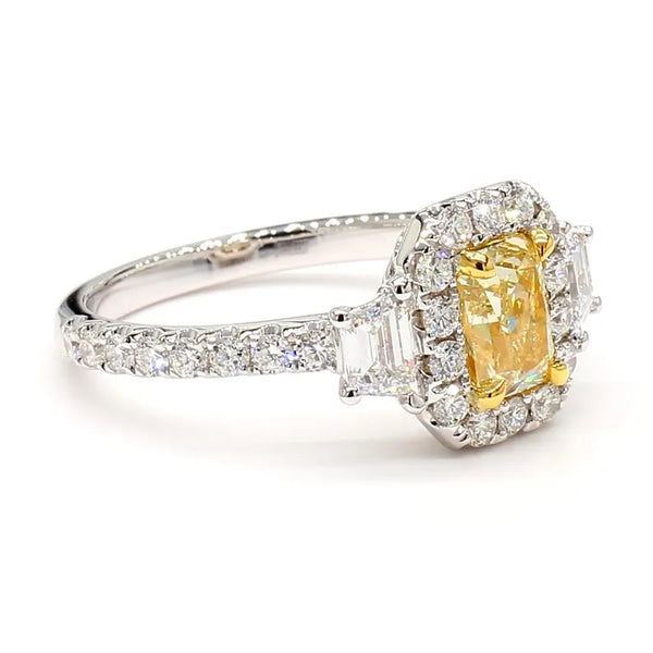 18K Solid Gold 1.98 Carat Radiant Yellow Lab Grown Diamond Cocktail Ring - Side View | Riyanika Jewels