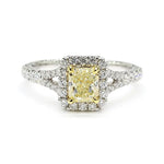 14K 1.24ct Lab Grown Yellow Diamond Radiant Cut Cocktail Ring