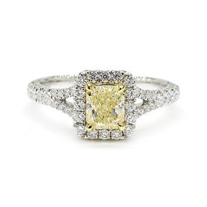 14K 1.24ct Lab Grown Yellow Diamond Radiant Cut Cocktail Ring