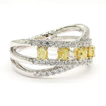 18K Solid Gold Cushion Lab Grown Yellow Diamond 1.09 Carat Cocktail Band - Detail | Riyanika Jewels