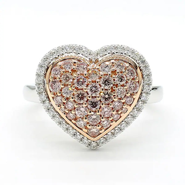 0.84ct Fancy Pink Diamond Round Cut Cocktail Ring in 18K Solid Gold | Riyanika