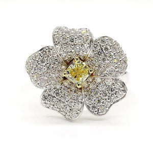 18K Solid Gold Cushion Lab Grown Yellow Diamond 1.31 Carat Cocktail Ring | Riyanika Jewels