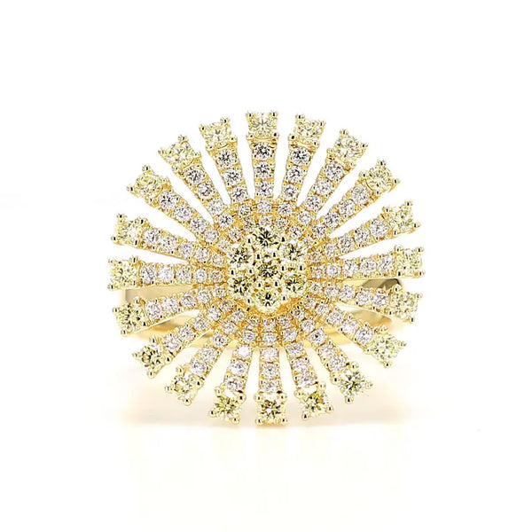 1.18ct Fancy Yellow Diamond Round Cut Cocktail Ring in 18K Solid Gold | Riyanika