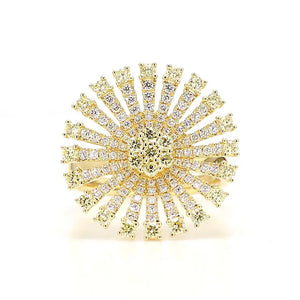 18K Solid Gold Round Lab Grown Yellow Diamond 1.18 Carat Cocktail Ring | Riyanika Jewels