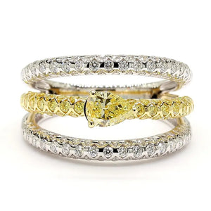 18K Solid Gold Pear Lab Grown Yellow Diamond 1.52 Carat Cocktail Ring | Riyanika Jewels