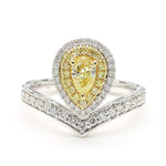 18K Solid Gold Pear Lab Grown Yellow Diamond 0.79 Carat Cocktail Ring - Detail | Riyanika Jewels