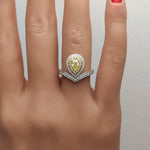 14K 0.79ct Lab Grown Yellow Diamond Pear Cut Cocktail Ring