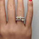 14K 0.97ct Lab Grown Yellow Diamond Round Cut Cocktail Ring