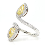 18K Solid Gold 2.09 Carat Pear Yellow Lab Grown Diamond Cocktail Ring - Close Up | Riyanika Jewels