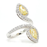 18K Solid Gold 2.09 Carat Pear Yellow Lab Grown Diamond Cocktail Ring - Side View | Riyanika Jewels