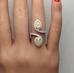 18K Solid Gold 2.09 Carat Pear Yellow Lab Grown Diamond Cocktail Ring - Alternate Angle | Riyanika Jewels